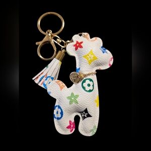 Colorful Giraffe Bag Charm Keychain